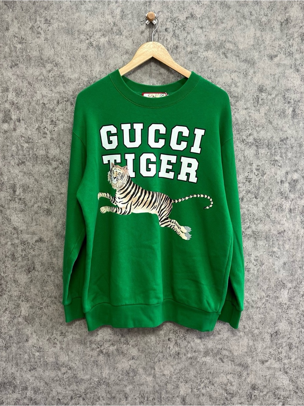 🚩steal Gucci Green Crewneck Sweatshirt with Tiger Graphic